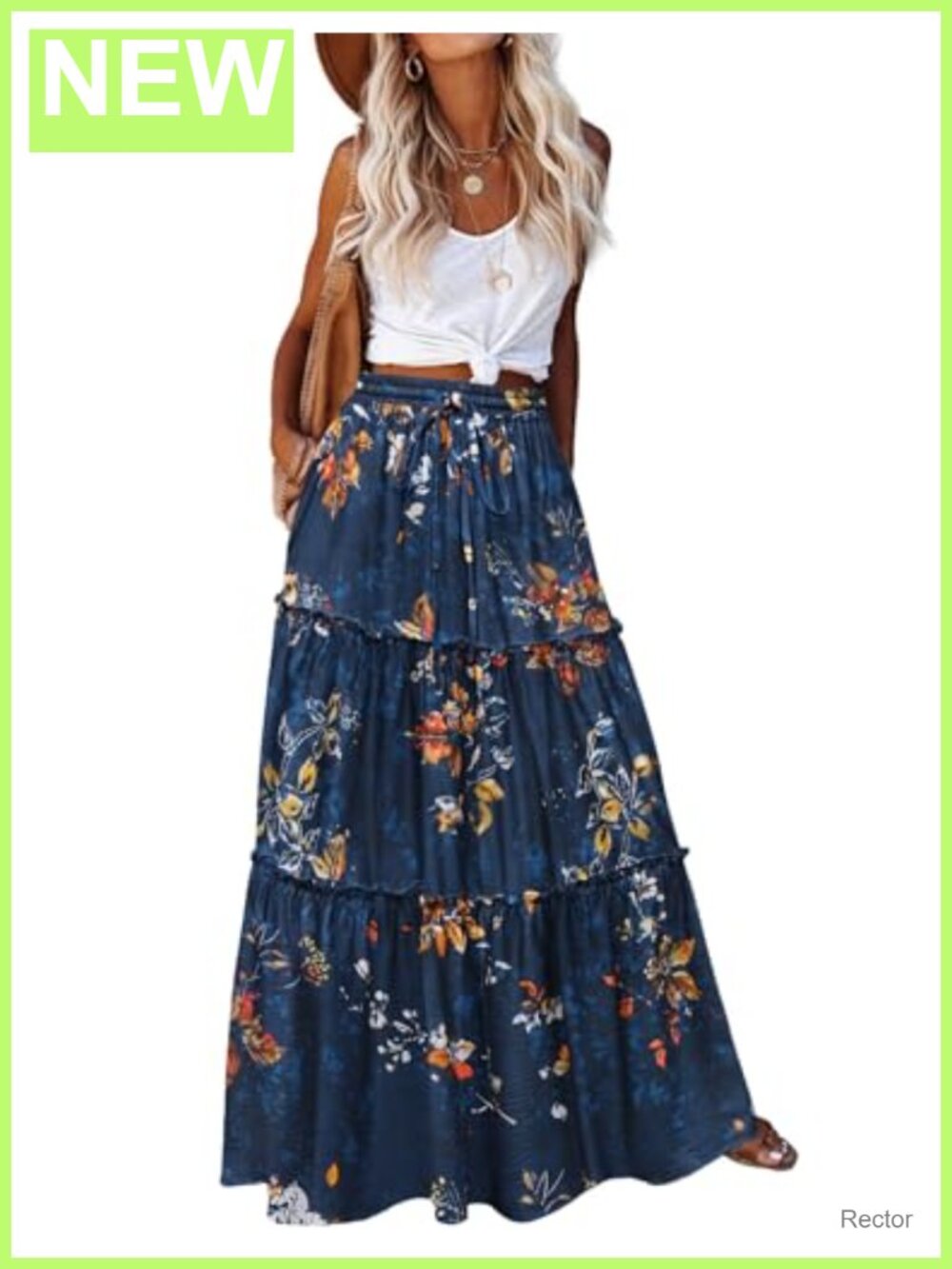 Zeagoo Women's High Waist Boho Maxi Skirt A-Line Flowy with Pockets